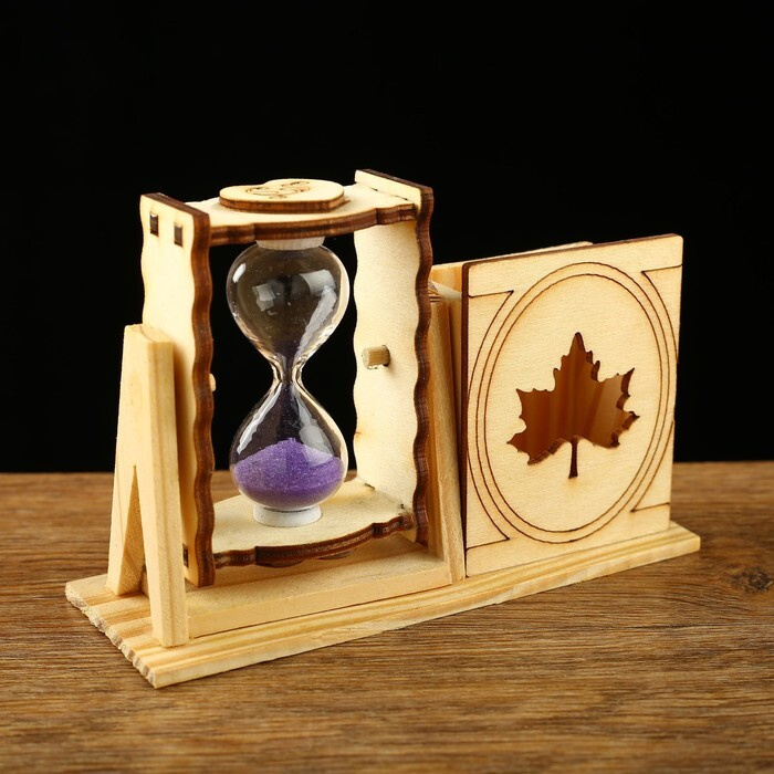 Песочные часы "Кленовый лист", сувенирные, с карандашницей, 10 х 13.5 см  #1