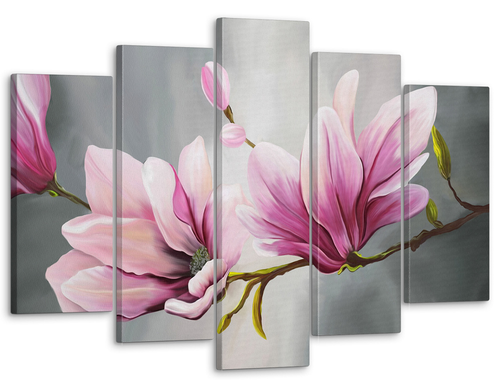 Модульная картина для интерьера на стену / Цветы / "Ветвь с розовым цветком" 80x140 см MK50030  #1