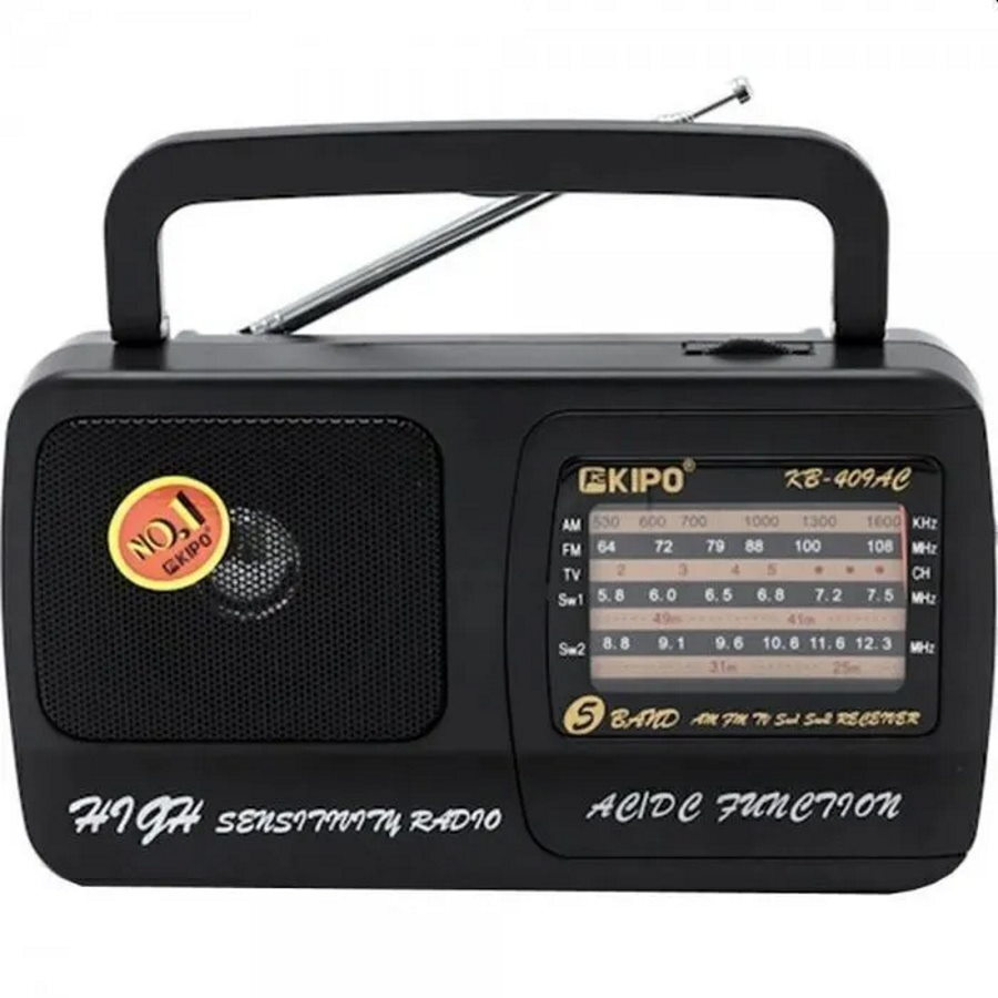 Радиоприемник от сети и батареек KIPO, питание от сети 220 вольт или от батареек R20*2 шт, переносной #1