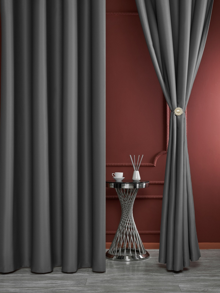 Айвори Комплект штор Блэкаут-Жасмин 270х300см, темно-серый  #1