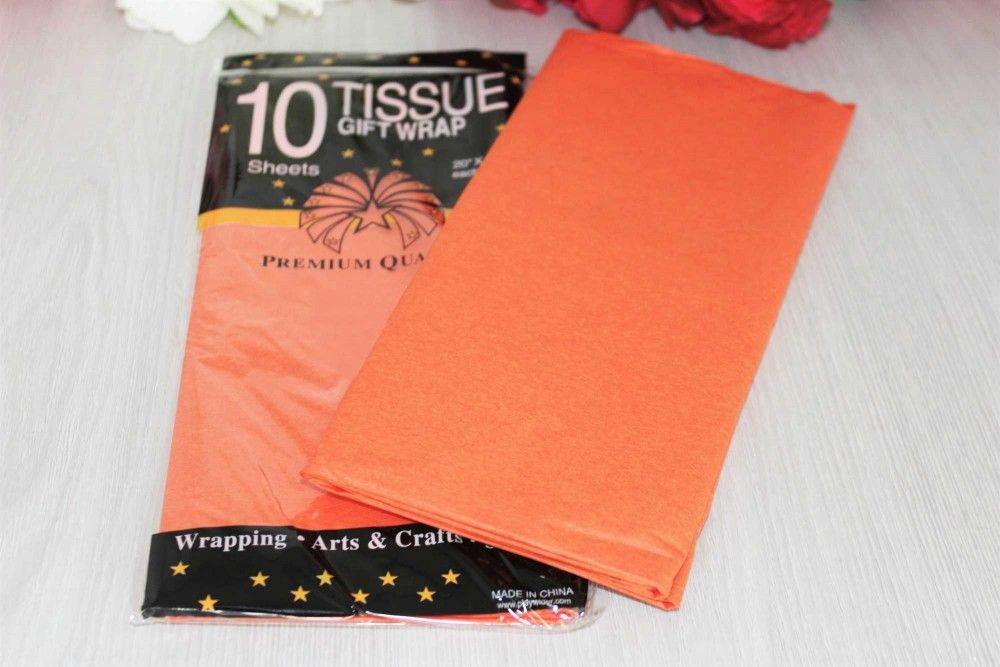 Бумага упаковочная тишью, оранжевый, 50 см х 66 см (10шт) #1