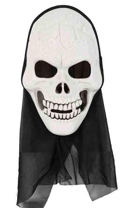 Карнавальная маска Череп с капюшоном, светящаяся в темноте  #1
