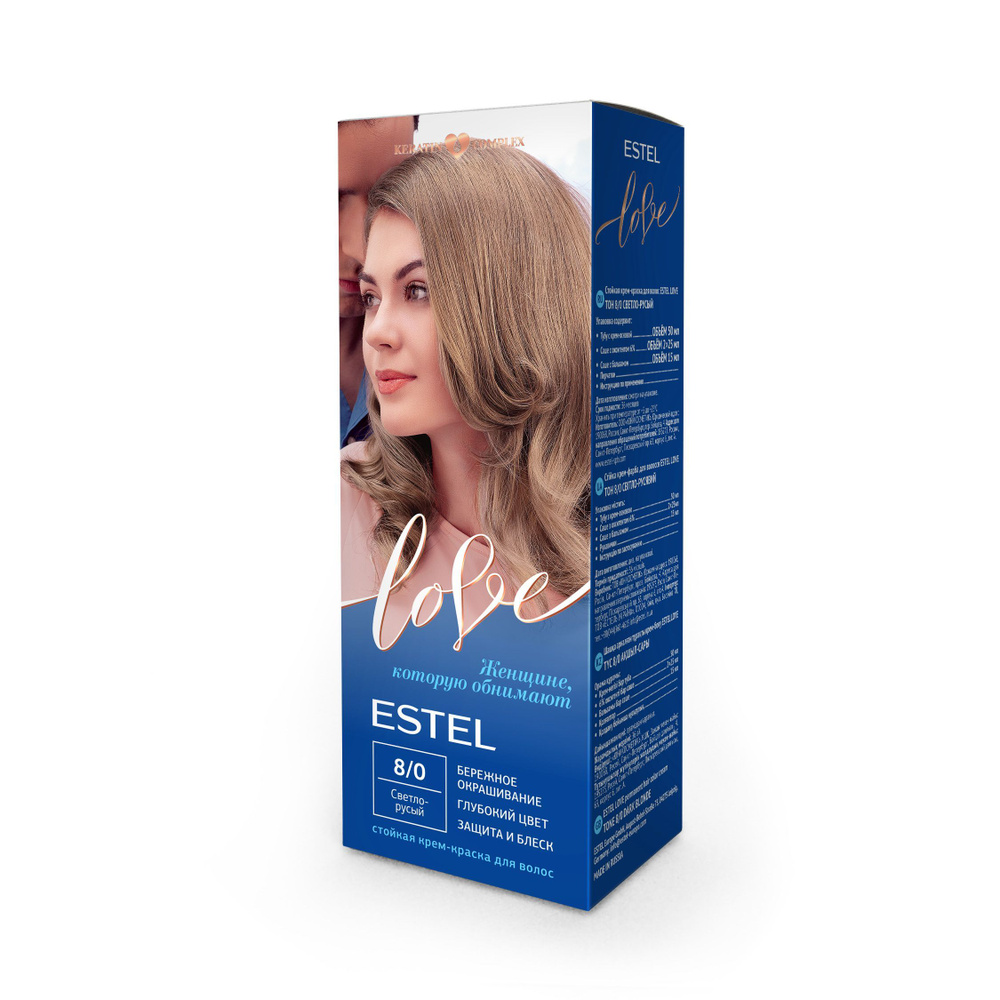 Estel Стойкая крем-краска для волос Estel Love тон 8/0 Светло-русый EL8/0  #1