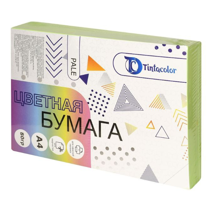 Tintacolor Бумага для печати цветная Пастель, зеленая, А4, 500 листов ...