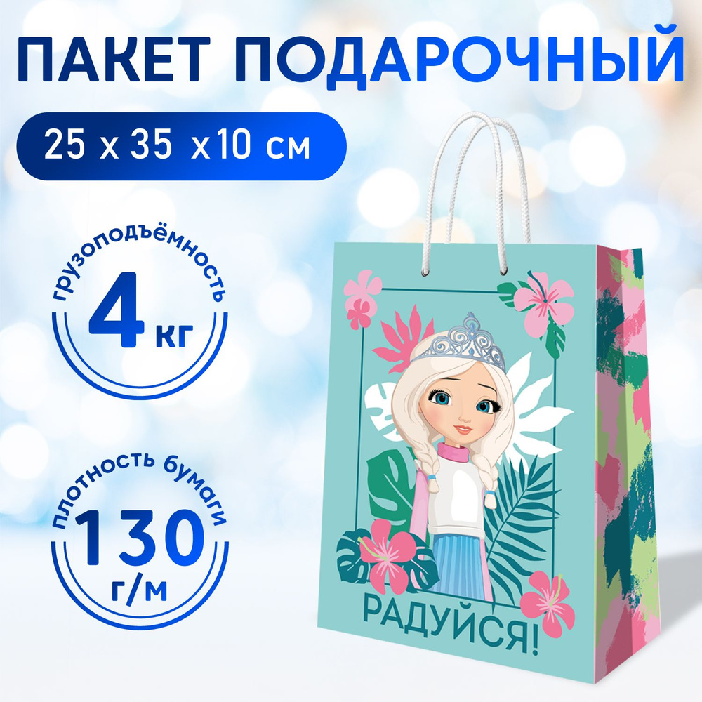 Пакет подарочный ND Play / Царевны 2D, зеленый, 250*350*100 мм, бумажный, 310465  #1