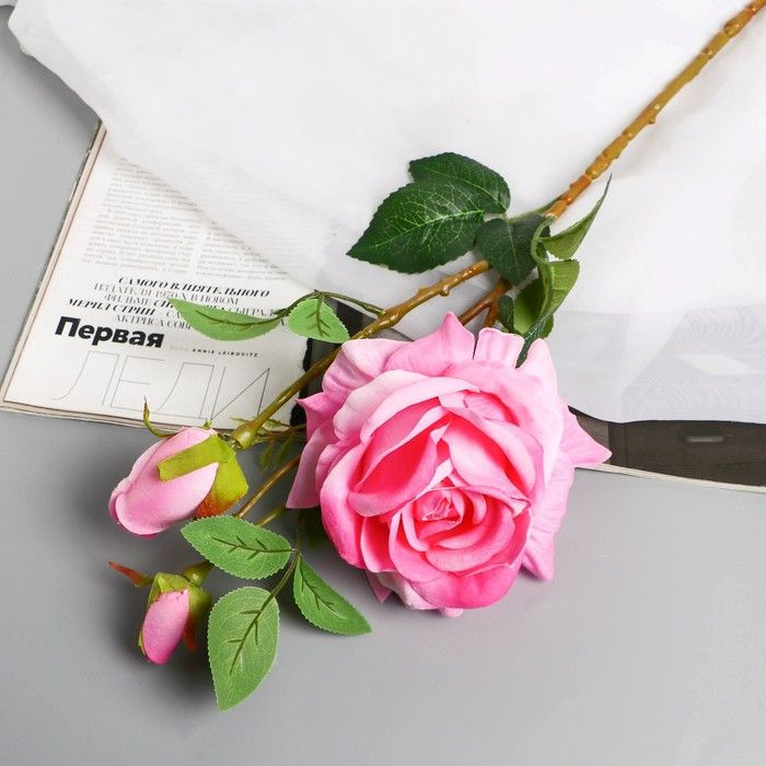 Цветы искусственные "Роза Вхите" 66 см, розовый #1