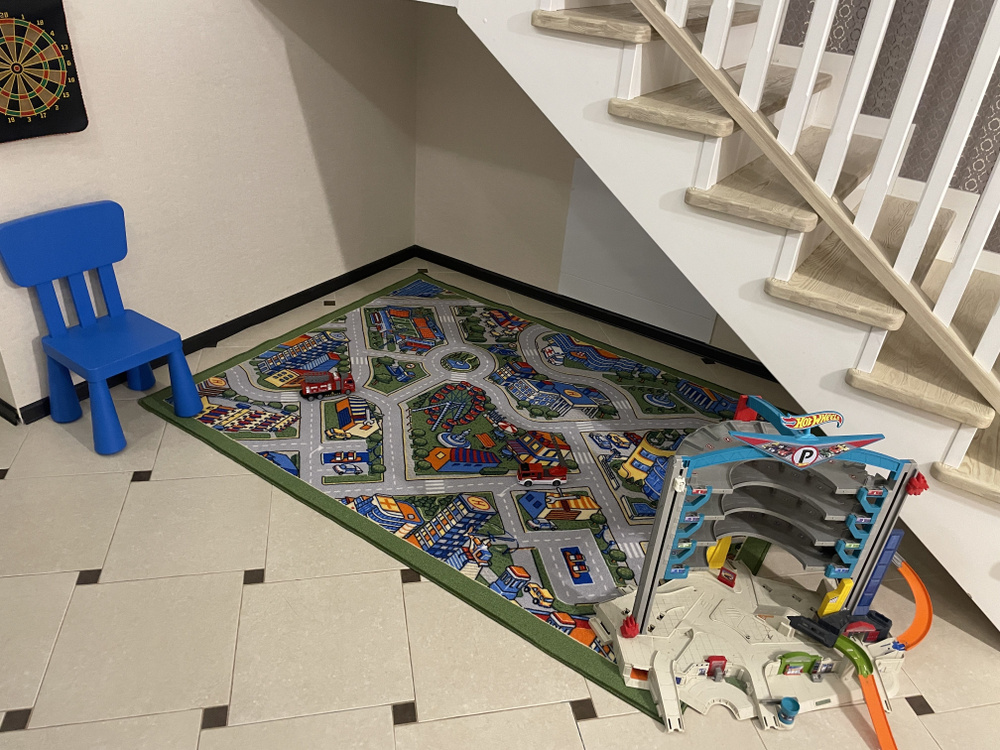 Коврик для детской Витебские ковры , Carpet World "Мегаполис" в рамке с дорогой для машинок , полиамид #1