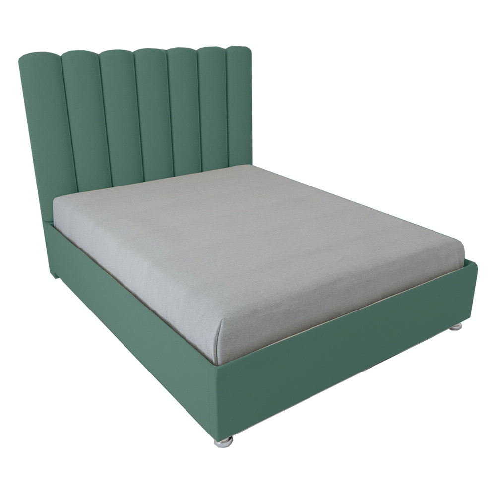 Односпальная кровать Женева Нью 80x200 основание металлическое с ламелями велюр зеленый ножки 5 см  #1