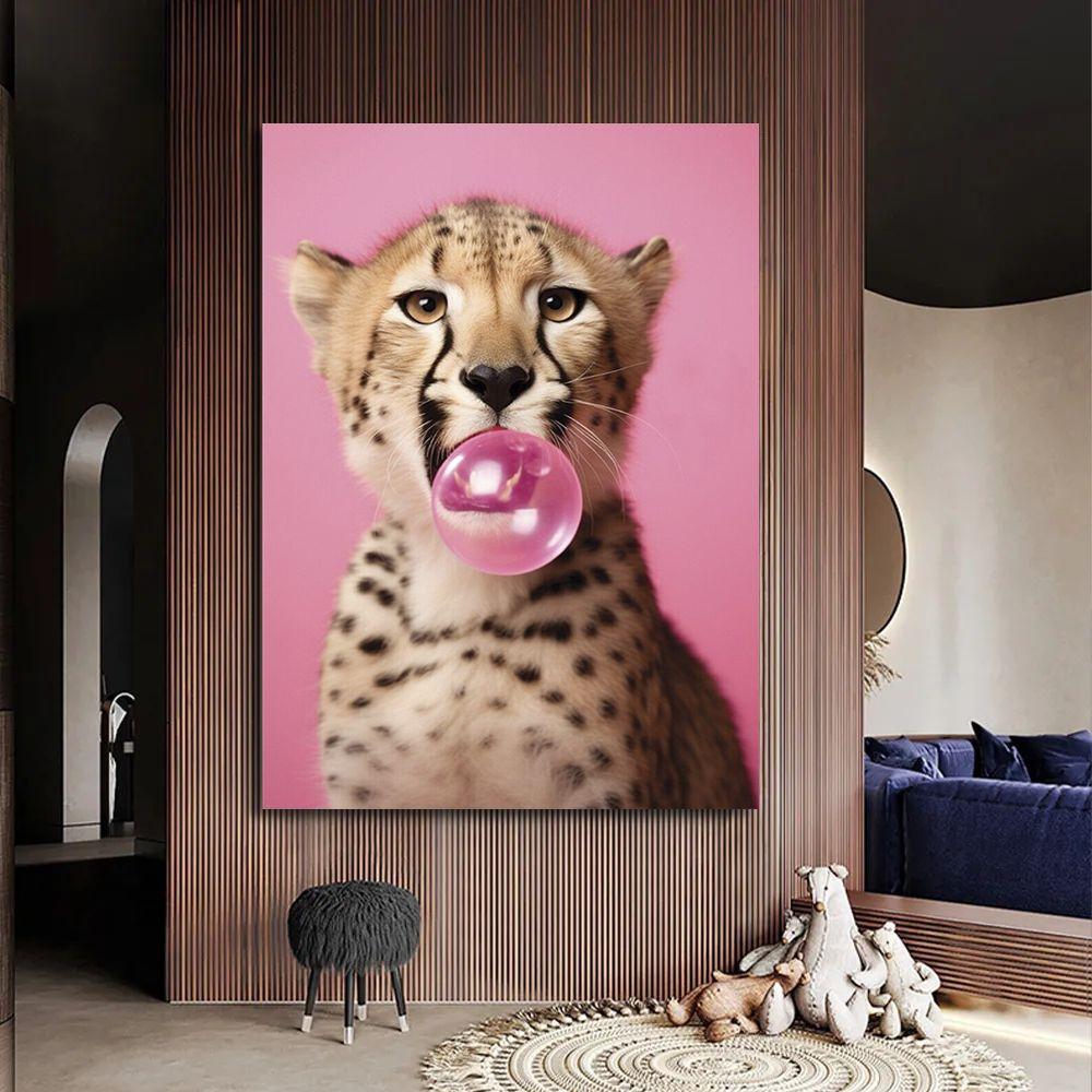 Картина гепард жуёт жвачку, 60х80 см. #1