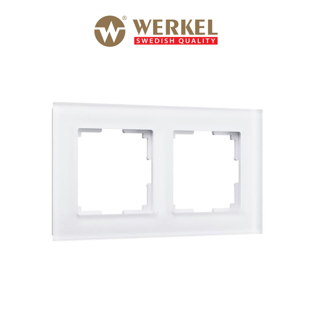 Рамка для выключателей и розеток из стекла на 2 поста Werkel Favorit W0021105 белая матовая  #1