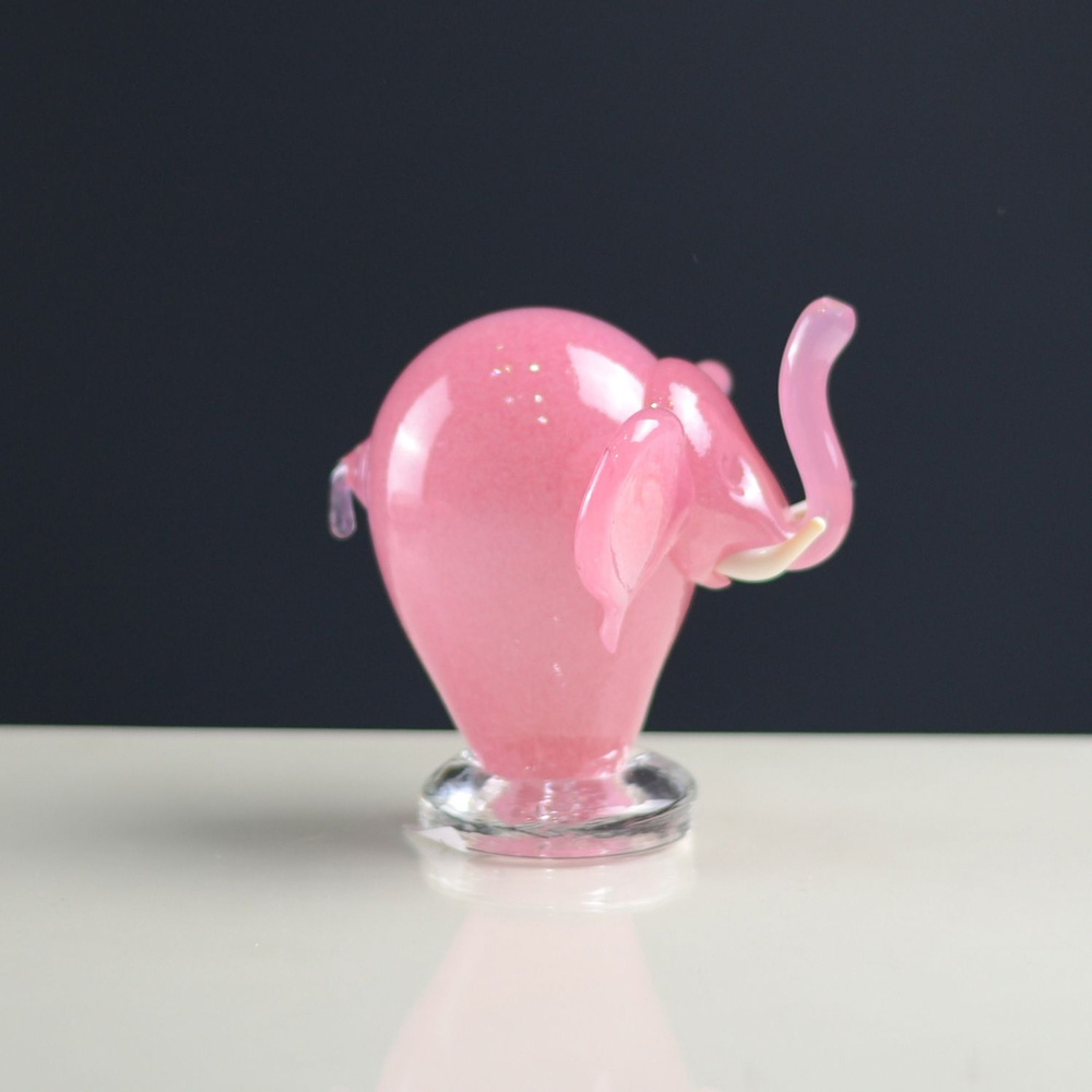 Декоративное изделие из стекла "Слоник" розовый (Цветная пудра 7264) Неман стеклозавод  #1