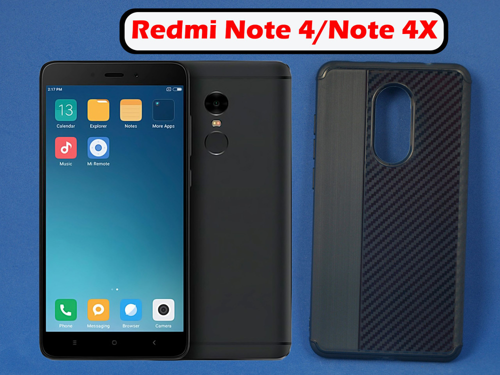 Чехол накладка для Xiaomi Redmi Note 4 / Redmi Note 4X Синий Карбон комби , силикон  #1