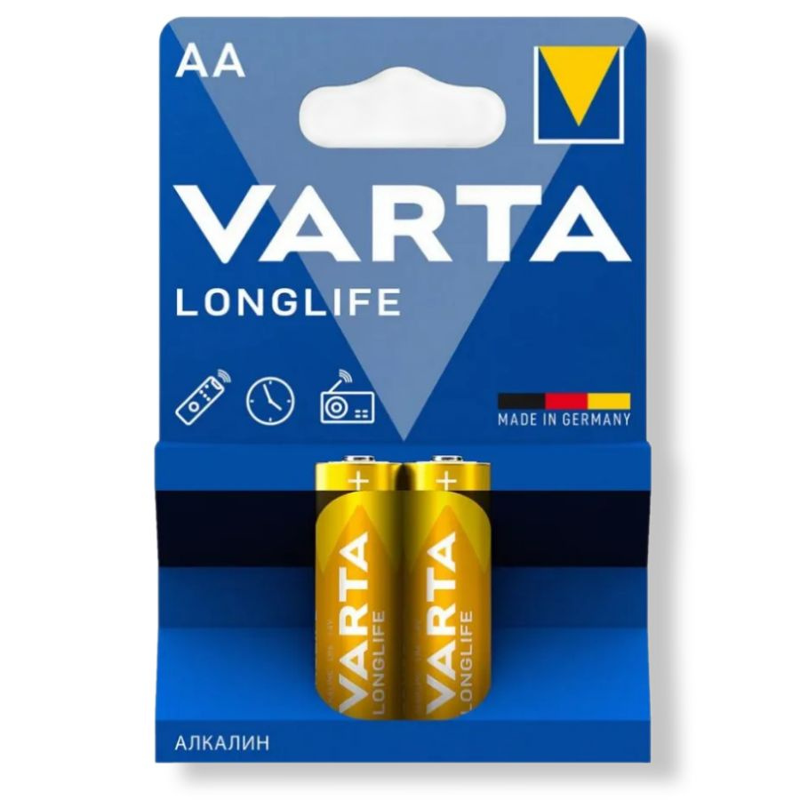 Батарейки АА VARTA LONGLIFE AA LR06 2 шт, пальчиковые, щелочные #1