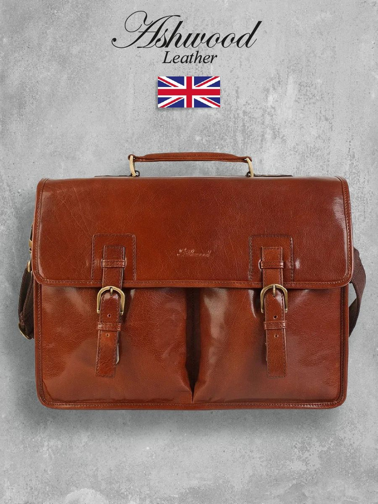 Портфель мужской кожаный Ashwood Leather Gareth Chestnut brown #1