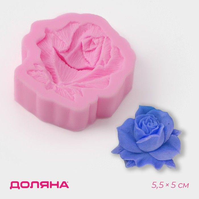 Молд Доляна Дикая роза , силикон, 5,5 5 1,5 см, цвет розовый #1