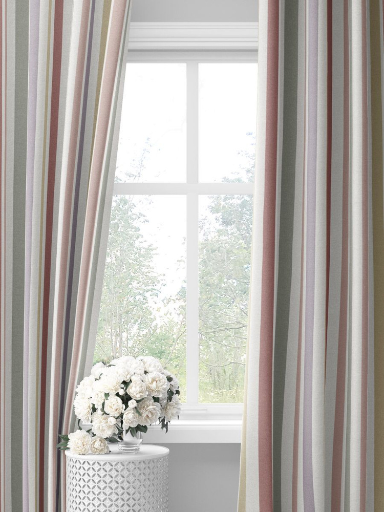 Розово-сиреневые шторы в полоску Stripes #33010303, (275х145х2шт) #1