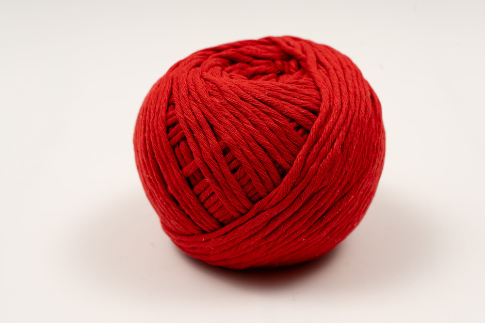 Шпагат хлопковый Kraftcom, 2мм х 50м (6шт), цвет - красный / шпагат для вязания, веревка для плетения #1