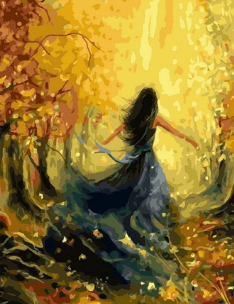 Картина по номерам "Девушка осень" холст на подрамнике 40х50 см, US10223  #1