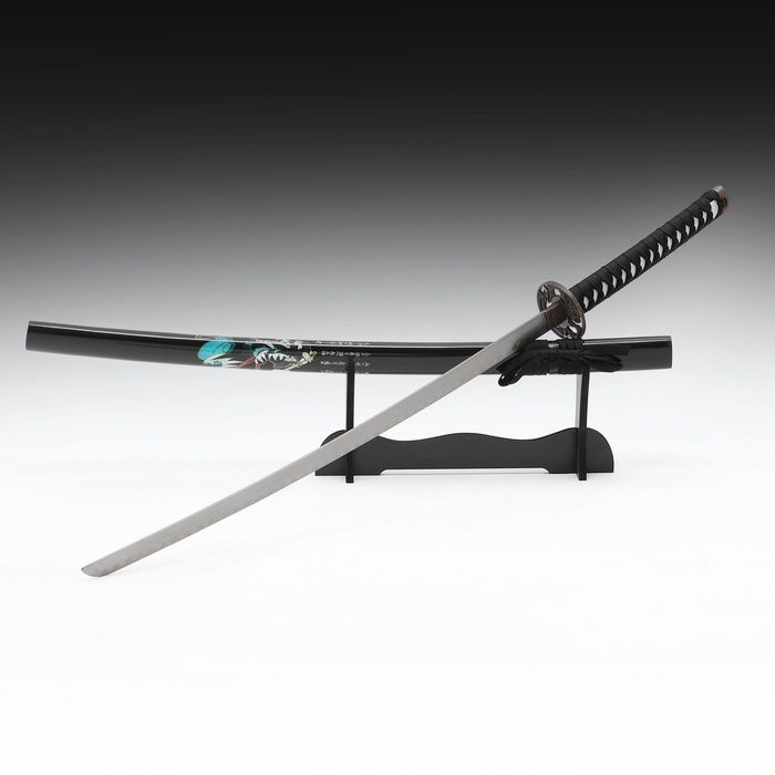 Сувенирное оружие "Катана Изаму" 100 см, клинок 68 см, чёрная, на подставке  #1