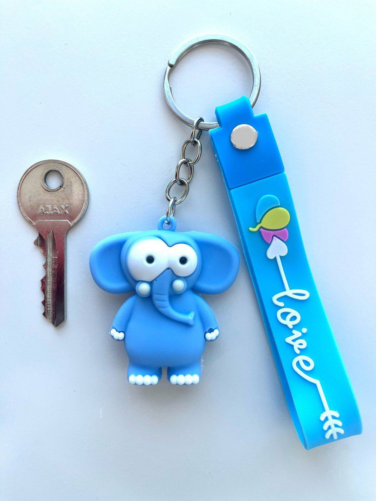 Брелок игрушка на ключи Слон голубой #1