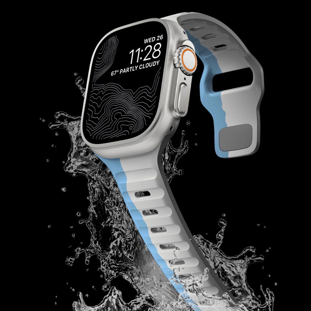 Силиконовый ремешок, браслет для Apple Watch размер 42 44 45 49 mm, серо - голубой  #1