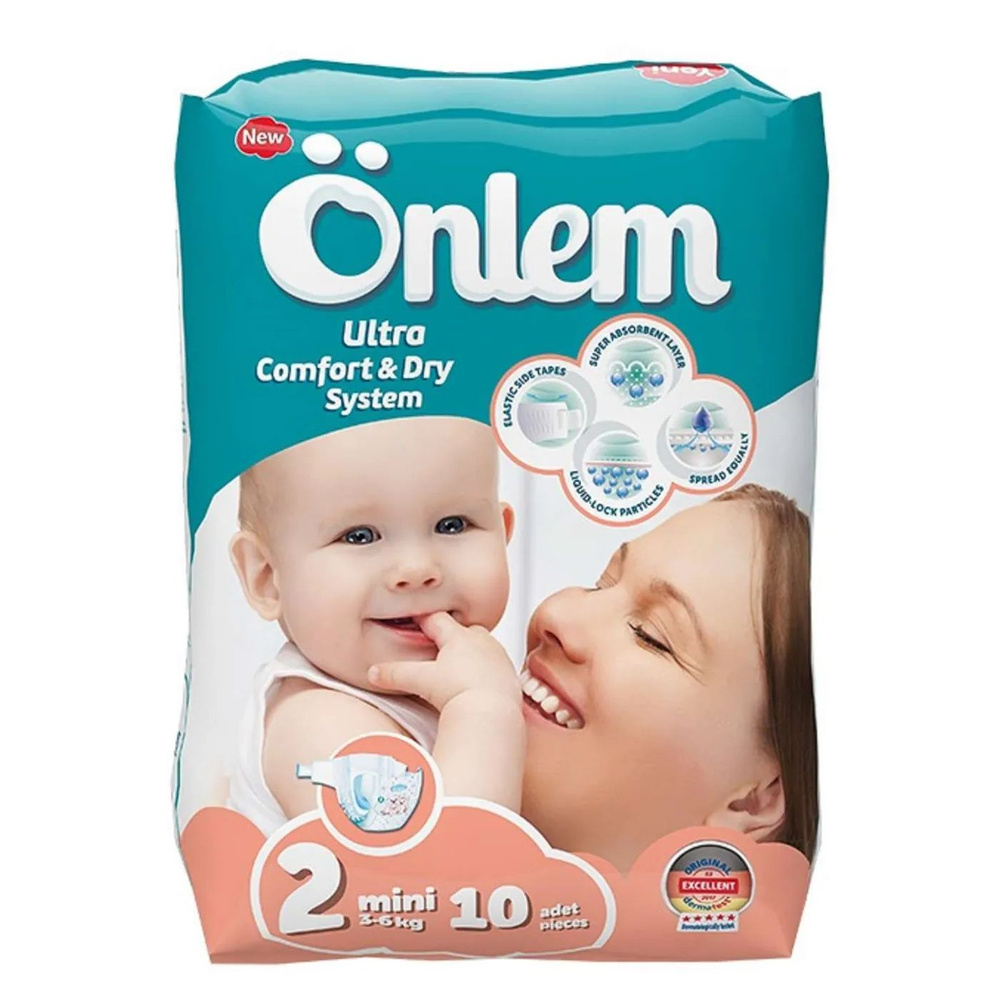 Детские подгузники Onlem Classik 2 (3-6 кг) mini 10 шт в упаковке #1