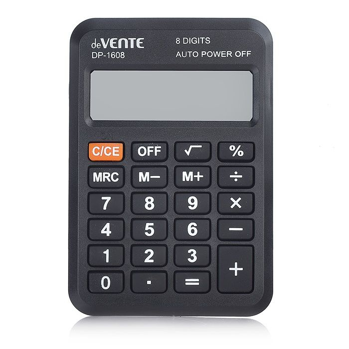 Калькулятор deVENTE карманный DP-1608, 58x88x11 мм 8 разрядный, черный, в коробке (4030304)  #1