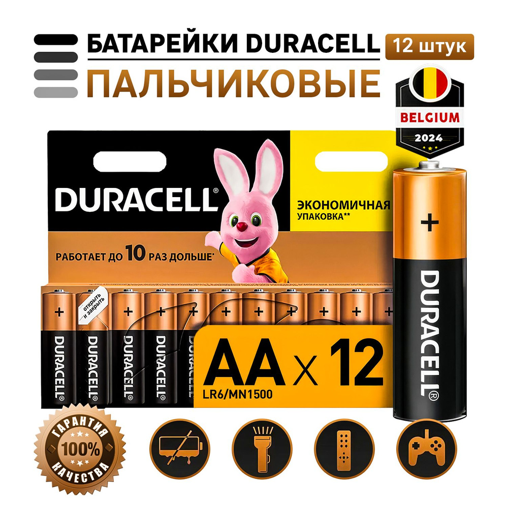 Duracell Батарейка AA, Щелочной тип, 1,5 В, 12 шт #1