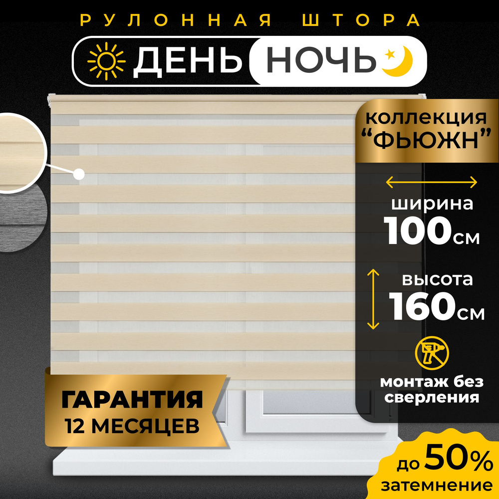 Рулонные шторы LmDecor день-ночь 100 х 160 см, жалюзи на окна 100 ширина, рольшторы  #1