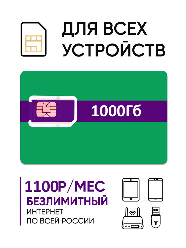 SIM-карта Сим карта безлимитный интернет  (Вся Россия) #1