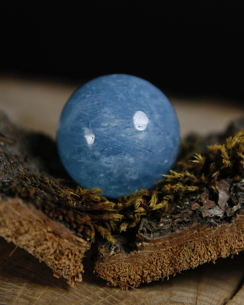 Оберег, амулет Аквамарин - шар, натуральный камень, диаметр 24 мм, 1 шт - позволяет обрести счастье  #1