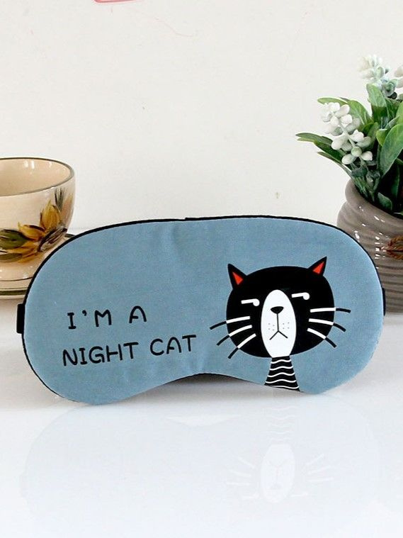 Маска для сна гелевая "I am night cat" blue #1