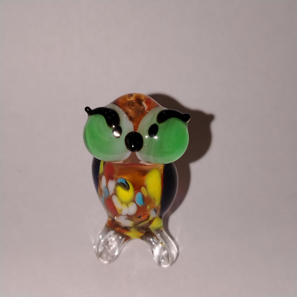 Фигурка стеклянная "сова"с зелёными глазами . К37 #1