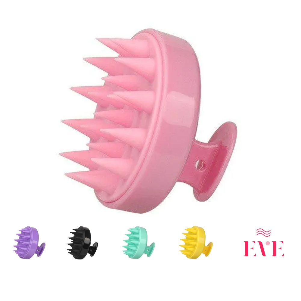 Массажная силиконовая щетка для мытья волос, массажер для кожи головы. Цвет розовый  #1