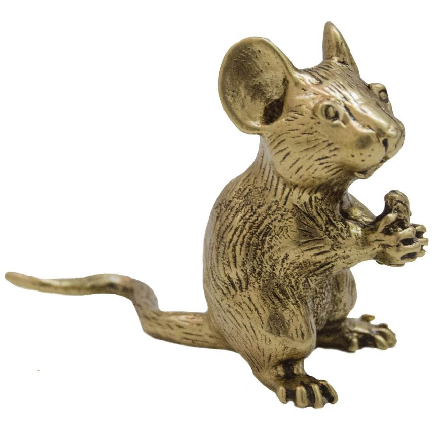 Статуэтка Мышь с орехом 4,5 см бронза фигурка мыши #1