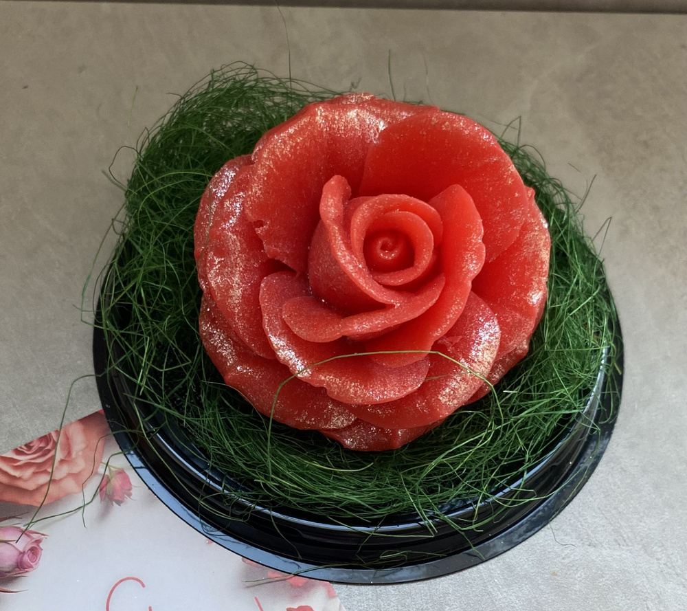 Сувенирное мыло ручной работы Роза в купале/ мыло в виде розы/ цветы из мыла к 8 марта  #1