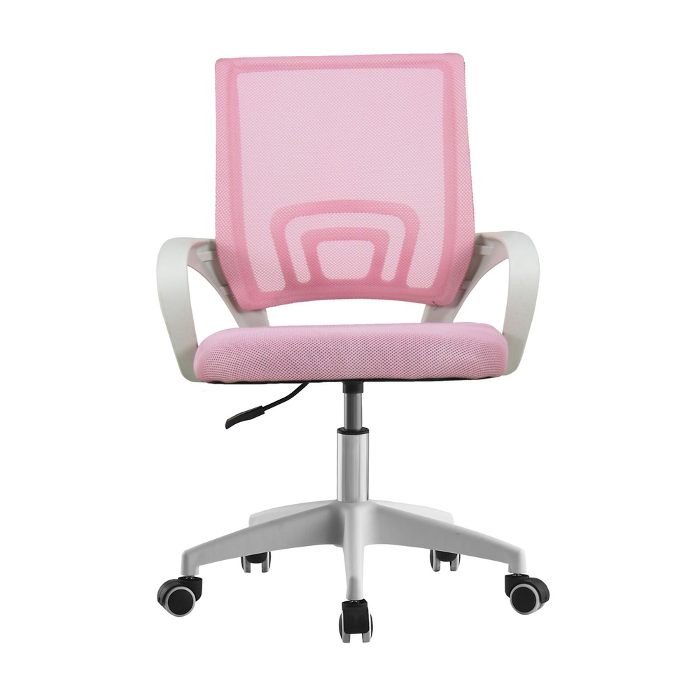 Офисное кресло мягкое со спинкой на колесиках СтулБержи, сетка, ткань, спинка и сиденье - розовый, ручки #1