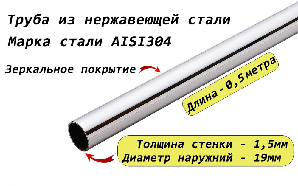 Труба круглая 19х1,5мм из нержавеющей стали AISI304 - 0,5 метра  #1