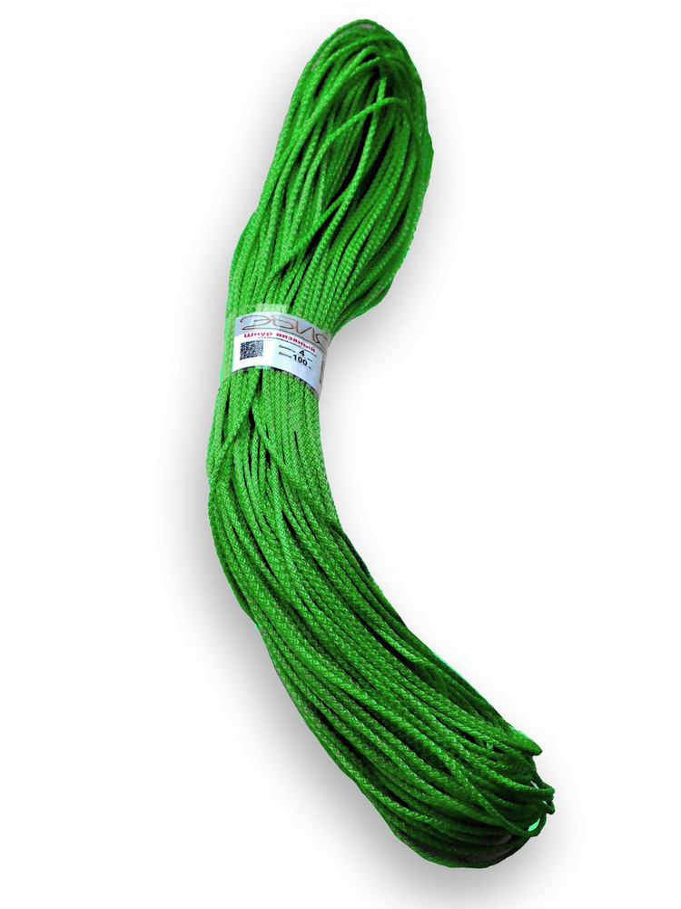 Веревка бельевая, хозяйственная, диаметр шнура 4мм, моток 100 метров, зеленая  #1