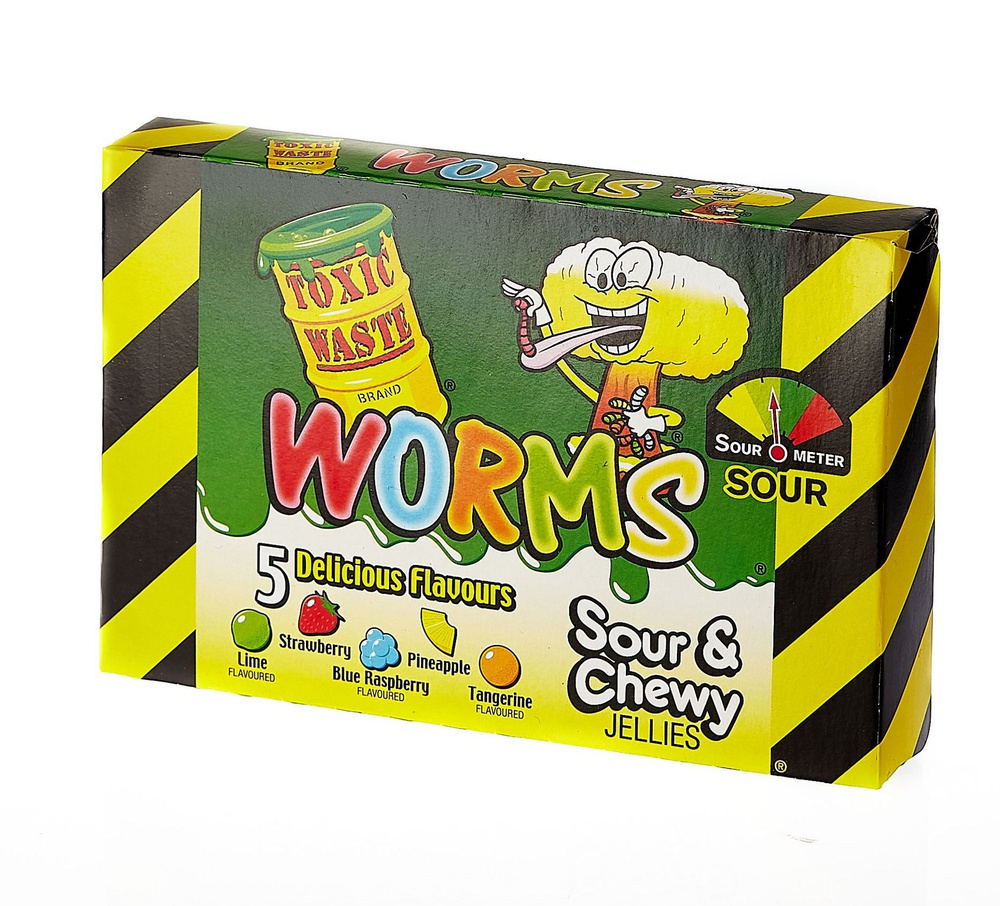 Кислый жевательный мармелад Токсик Вормс (Toxic Waste Worms Sour&Chewy) 85 гр  #1
