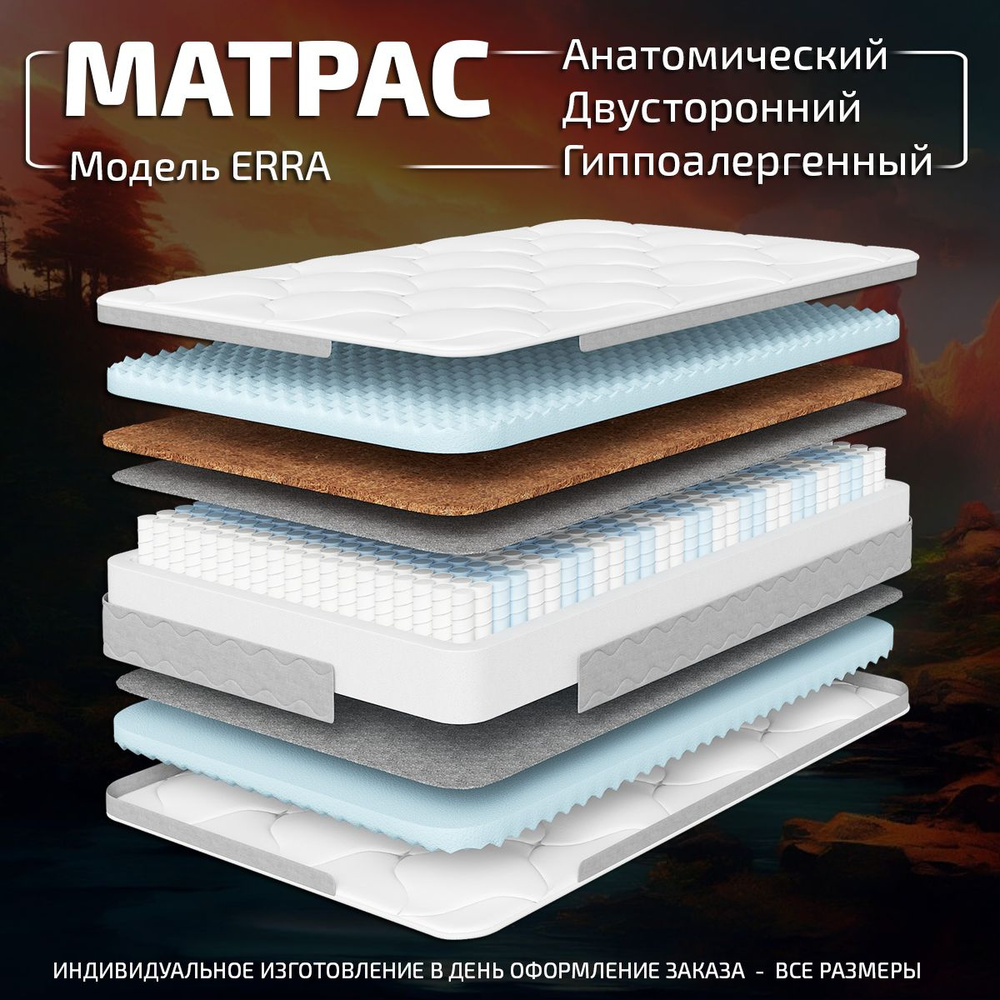 GODREST Матрас Erra, С зональным пружинным блоком, 120х190 см #1