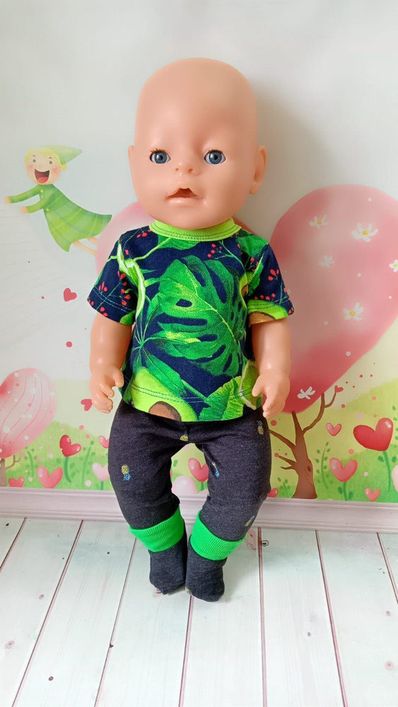 Кукольный гардероб ПУПС 43 см Baby Born Комплект: Летний с футболкой (без шапочки)  #1