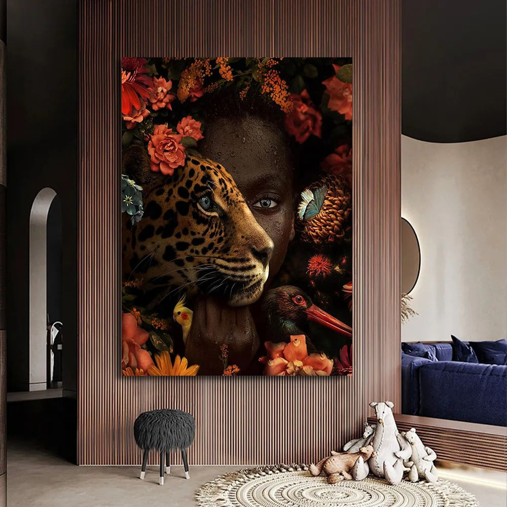 Картина Девушка с леопардом, 40х60 см. #1
