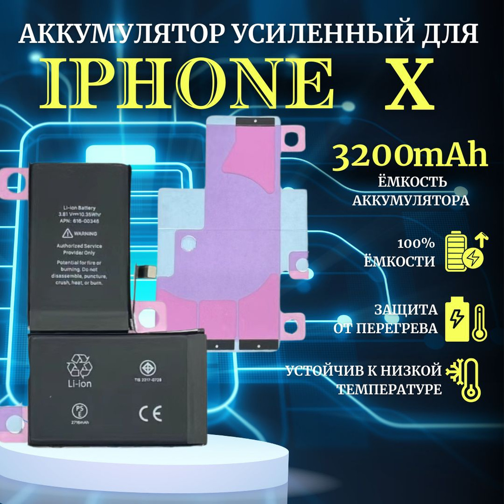 Аккумулятор для iPhone X стандартная емкость 2716мАч Premium - купить с  доставкой по выгодным ценам в интернет-магазине OZON (958774224)