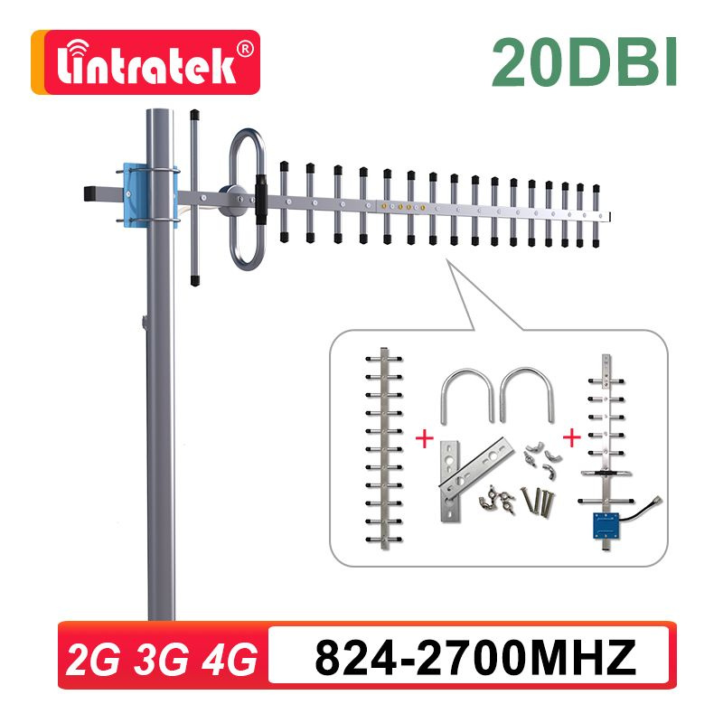 Lintratek Внешняя антенна Yagi 2G 3G 4G 824-2700 МГц для усилителя ...