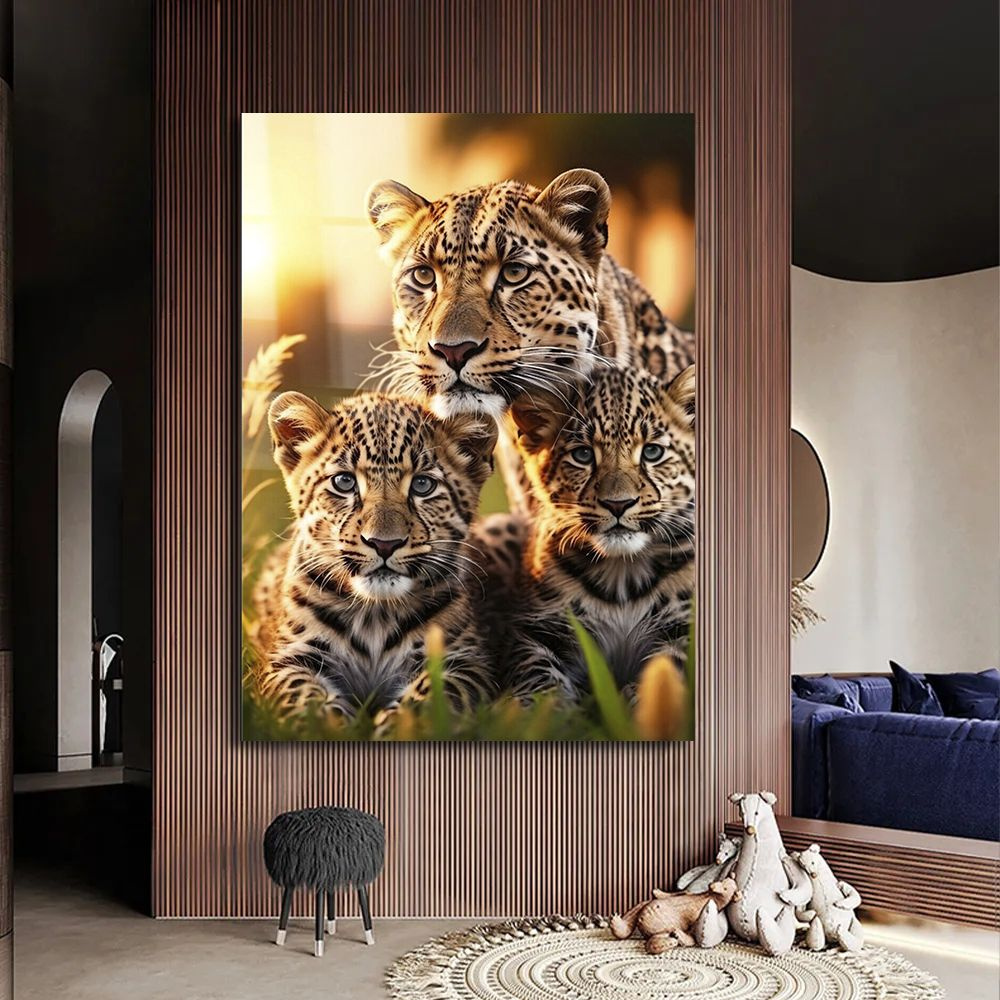 Картина семья леопардов, 30х40 см. #1