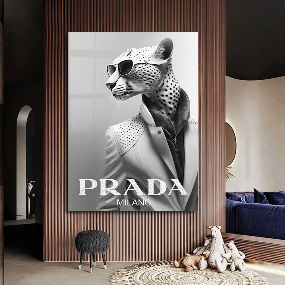 Картина леопард в костюме Prada, 50х70 см. #1