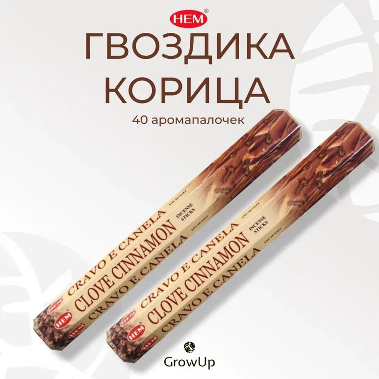 HEM Гвоздика Корица - 2 упаковки по 20 шт - ароматические благовония, палочки, Clove Cinnamon - Hexa #1