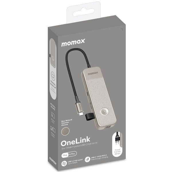 Многофункциональный концентратор USB-C Momax OneLink 8-в-1 - (титановый)  #1