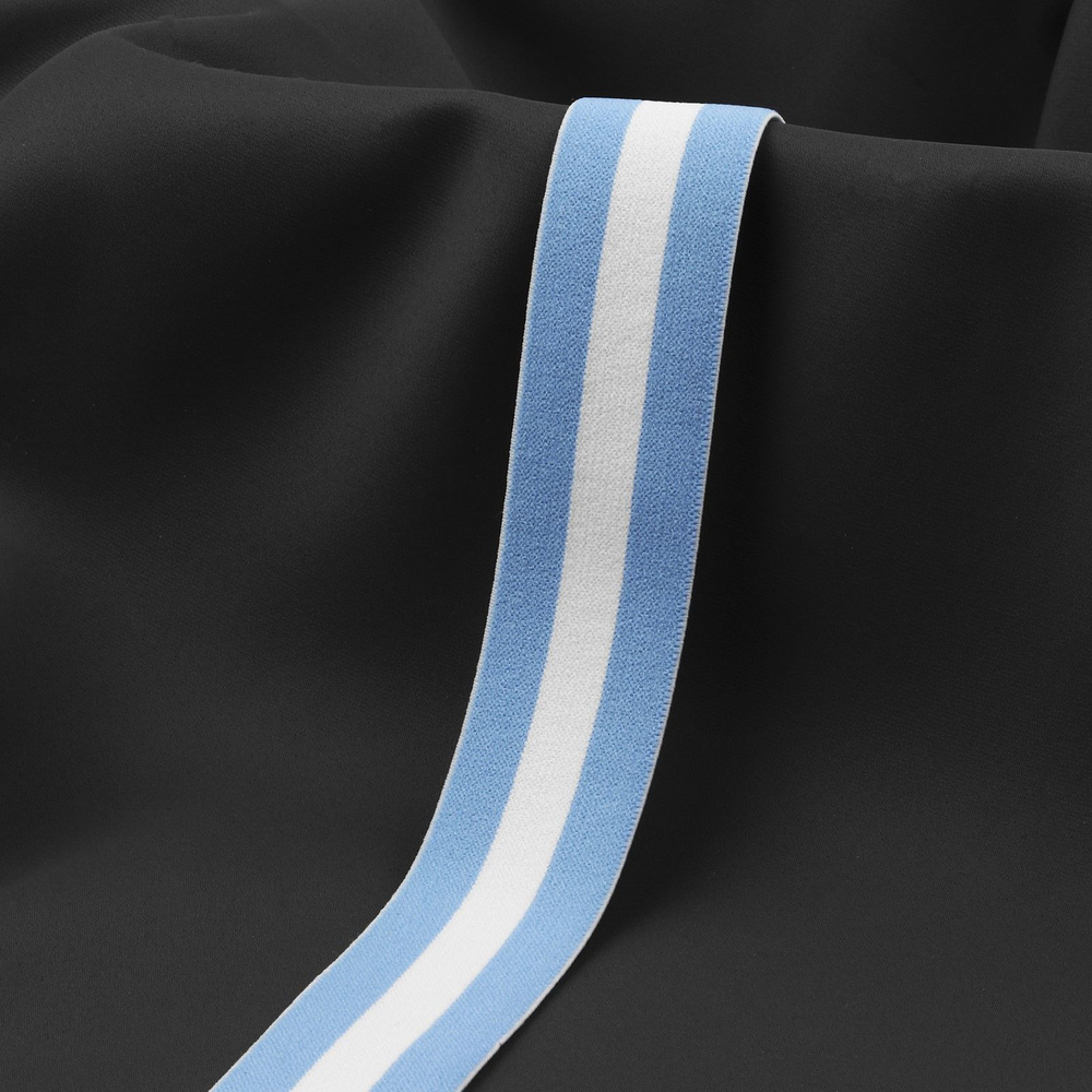 Резинка тканая "Полоска", мягкая, 35 мм, 4,5 м, цвет голубой/белый  #1
